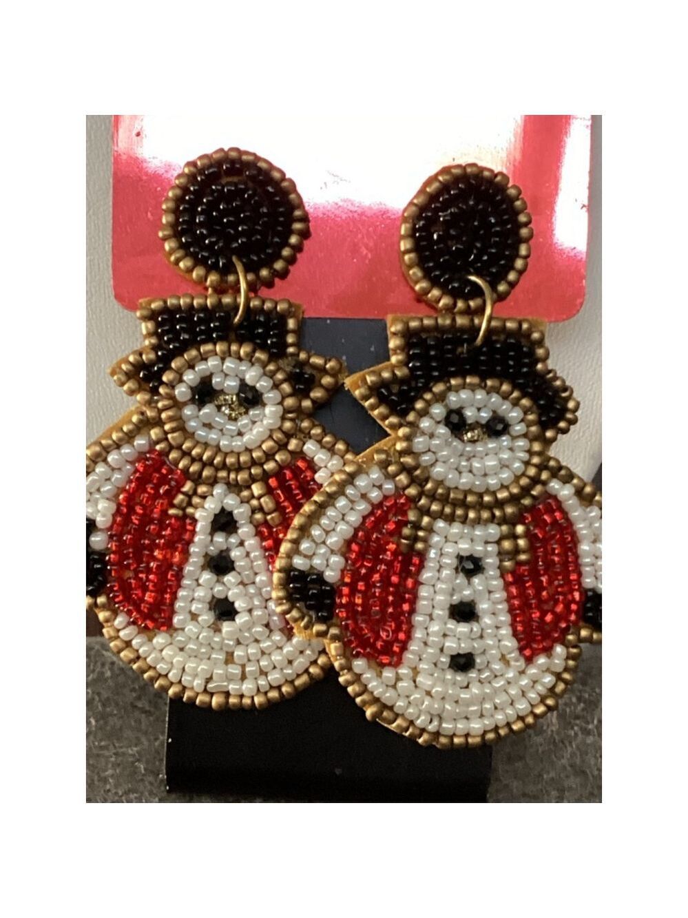 Frosty the Snowman Christmas Beaded Earrings 1712